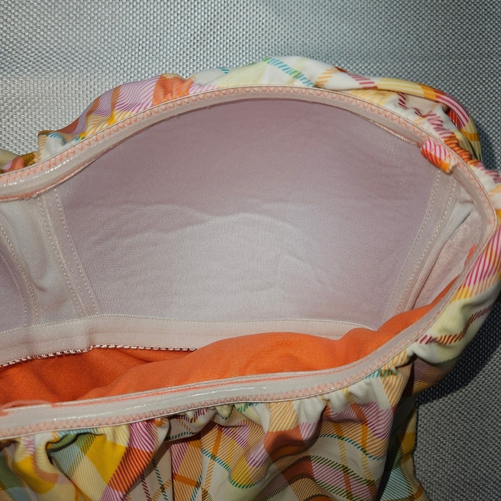 Bleu Rod Beattie Orange Plaid Ruffle Strapless One Piece Swimsuit Women's 10 - Picture 3 of 5